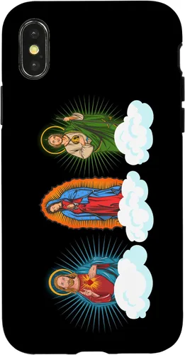 Vista 5 de Funda para iPhone 17 con diseño de Jesús, Virgen María y San Judas Tadeo in Clouds