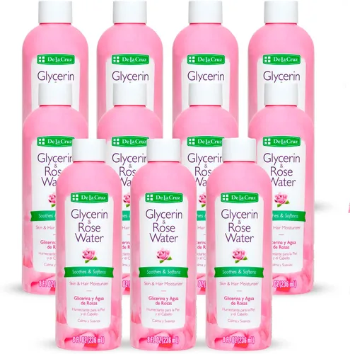 Vista 17 de De La Cruz Agua de rosas y glicerina para rostro - Tónico facial de agua de rosas e hidratante para piel y cabello, 8 fl oz (8.0 fl oz) - 3 botellas