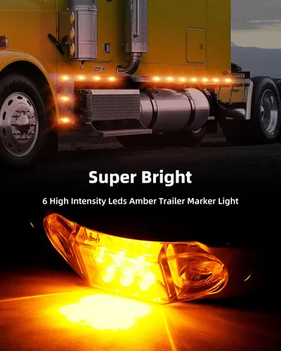 Vista 3 de 1x Luz de Marcador LED Oval Ámbar para Remolque con Bisel Cromado, Luces Laterales de Marcador de 6 LED, Luces de Indicación de Despeje Superior