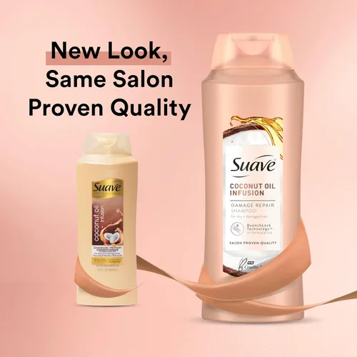Vista 10 de Suave Champú reparador de daños con aceite de coco, para cabello normal, seco y dañado, con infusión de aceite de coco puro, 28 onzas, paquete de 4