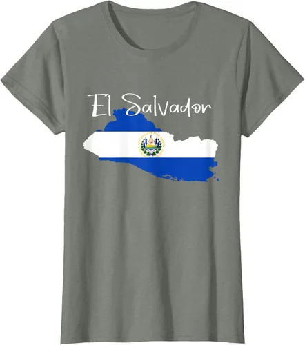 Vista 16 de Camiseta con la bandera de El Salvador, mapa de El Salvador, camiseta de Salvador para mujer