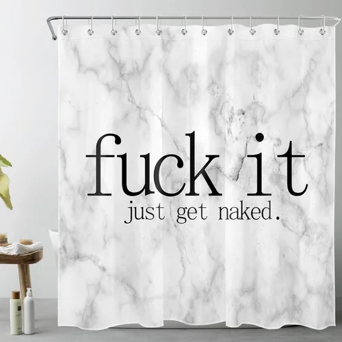 Vista 11 de LB Fuck It Get Naked - Cortina de ducha pequeña de 48 x 68 pulgadas, forro de cortina de ducha en blanco y negro, cortina de ducha estrecha