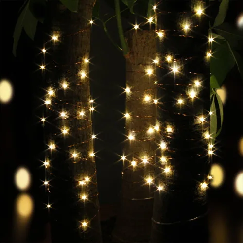 Vista 4 de Tira de luces led rutilantes con 20 luces de hadas led micro Cylapex, en cable de cobre revestido de plata de 3.3 pies, funciona con dos