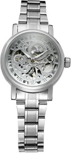 Vista 2 de FORSINING Reloj de pulsera analógico analógico de acero inoxidable para mujer WRL8005M4S1