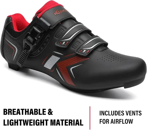 Vista 4 de KESCOO Zapatos de ciclismo para hombre y mujer, compatibles con zapatos de bicicleta Peloton y tacos Delta preinstalados, clip en bicicleta