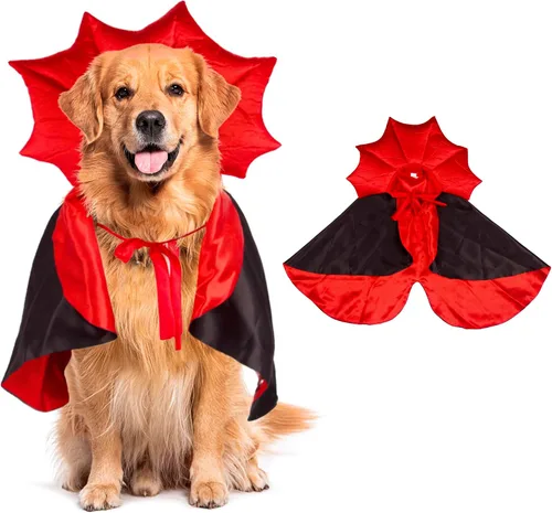 Vista 9 de Disfraz de vampiro para perro de Halloween, capa de perro de Negro&rojo