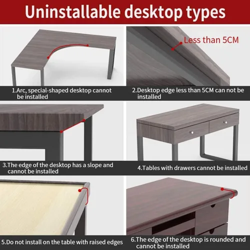 Vista 5 de Soporte para teclado de mesa, bandeja extensible de escritorio ergonómica, bandeja plegable para cajones para teclado, estante para reposabrazos