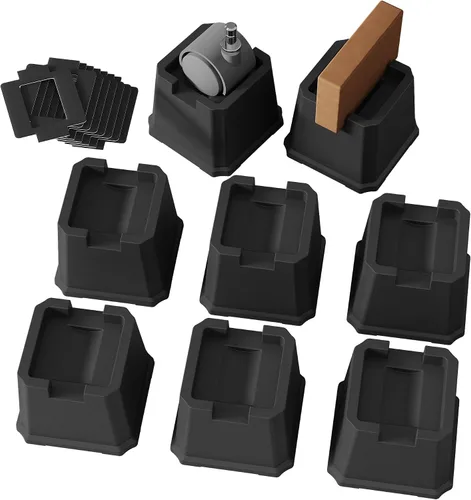 Vista 17 de Elevadores de Cama de 2 Pulgadas Resistentes Elevadores de Cama, Juego de 6 Eleva Hasta 2000 Libras Elevador de Muebles para Sofá y Mesa, Negro