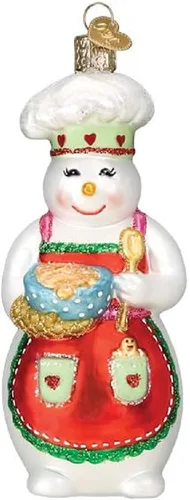 Vista 7 de Old World Christmas Adornos de muñeco de nieve con máscara facial Adornos soplados de vidrio para árbol de Navidad