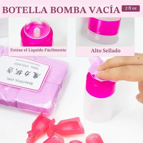 Vista 4 de 300 toallitas de uñas sin pelusa con clips de remojo de uñas, kit removedor de esmalte de uñas con clips acrílicos para quitar uñas, dispensador