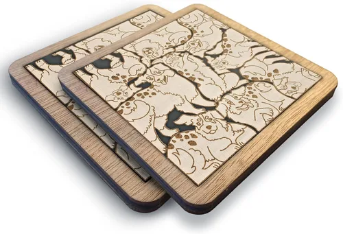 Vista 27 de Posavasos de Rompecabezas de Madera con Perro American Pit Bull Terrier - Regalo Único para Amantes de Perros Pitbull, Posavasos de Rompecabezas