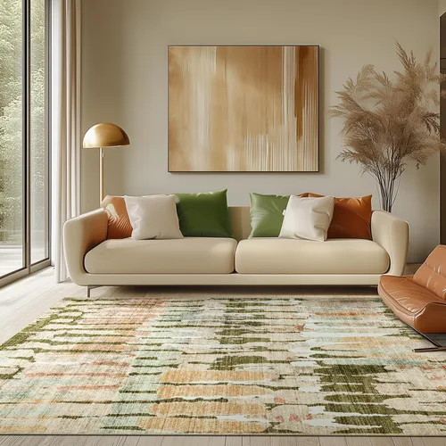 Vista 30 de jinchan Alfombra de área de 8 x 10 pies, moderna, abstracta, lavable, para sala de estar, verde musgo, multicolor, suave, contemporánea, decoración