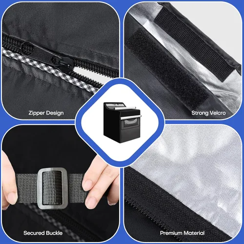 Vista 2 de ANMINY Funda para lavadora para carga frontal superior, impermeable para exteriores, resistente al polvo, al sol, resistente al viento, cremallera