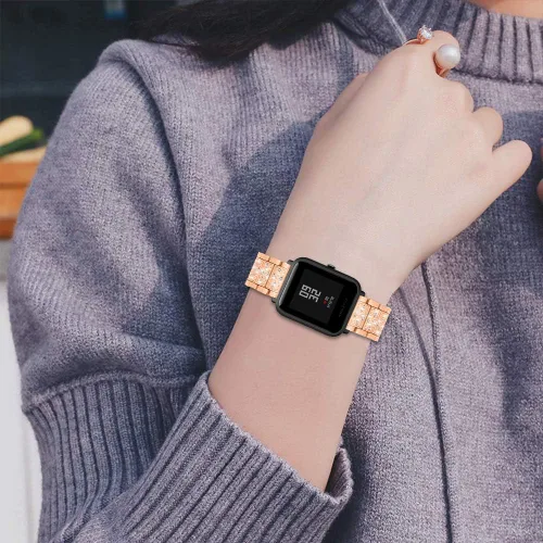Vista 5 de Correa de metal de acero inoxidable para mujer, compatible con Amazfit GTS 3GTS 2 2eGTR 1.654inBip U proBip Lite