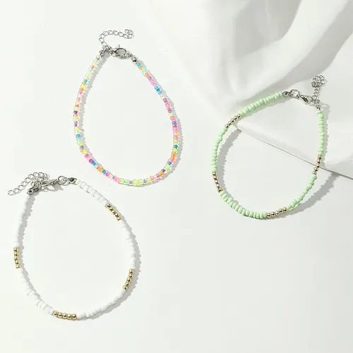 Vista 5 de Tobillera de concha para mujer, tobillera ajustable con cuentas trenzadas, joyería de pie, regalos para niñas