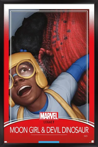 Vista 9 de Trends International Marvel Moon Girl & Devil Dinosaur - Póster de pared legado, 22.4 pulgadas de largo x 14.7 pulgadas, versión enmarcada en madera