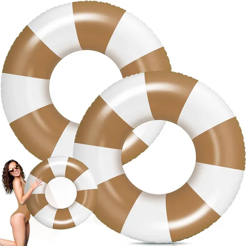 Vista 14 de Foilswirl Flotadores inflables jumbo de 47.24 pulgadas para piscina, anillos de piscina a rayas azules y blancas, tubo inflable para mujeres