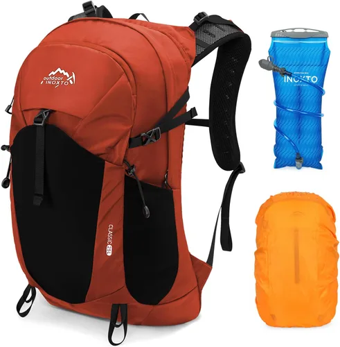 Vista 14 de IX INOXTO Mochila de hidratación para senderismo con bolsa de agua de 3 litros para mujeres y hombres, mochila de agua de 25 litros para senderismo