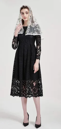 Vista 6 de FANFAN Velos de capilla de encaje de mantilla bordados para mujer Y015
