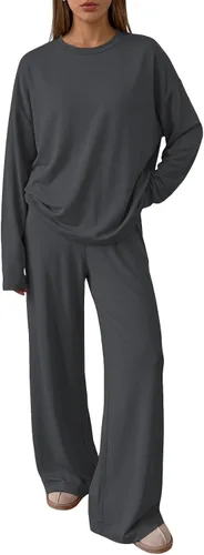 Vista 13 de Trendy Queen Conjunto de 2 piezas de otoño para mujer, tops de gran tamaño Negro