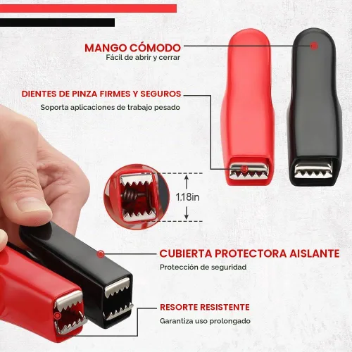 Vista 3 de ELECTOP Cable de puente de batería con pinzas de cocodrilo mejorado de 10AWG, abrazaderas de cargador de batería a arnés de cable de terminal