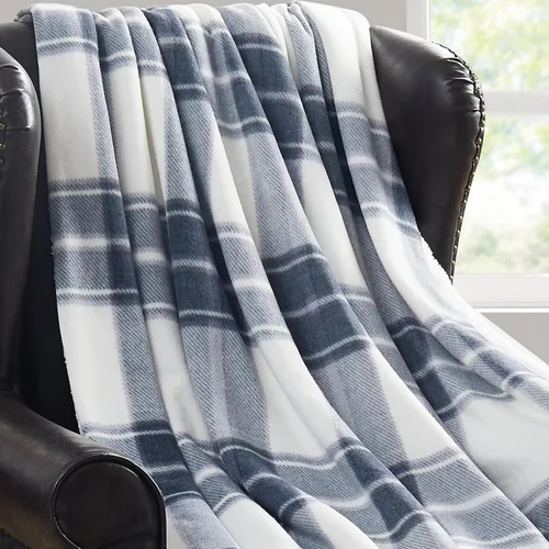 Vista 5 de Cannon Cozy Teddy - Manta de poliéster azul y crema, 1 pieza, 50 x 70 pulgadas, a cuadros, 100% poliéster, para hombres y mujeres, certificado