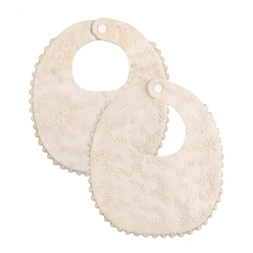 Vista 9 de Babero de bebé para niñas, reversible, impermeable, hecho a mano, de algodón natural, de 0 a 12 meses, paquete de 2