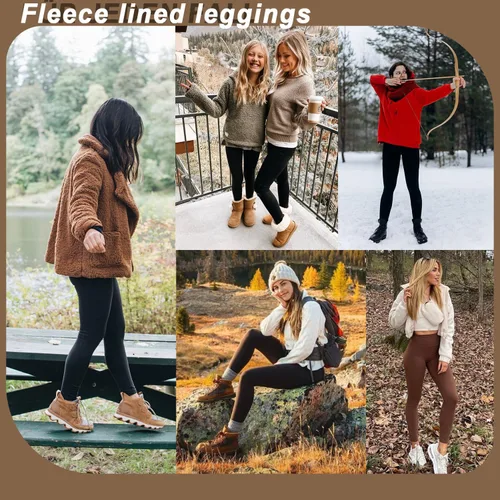 Vista 2 de Aoliks Leggings con forro polar para mujer, cintura alta, suaves, adelgazantes, cálidos, pantalones de yoga para entrenamiento de invierno