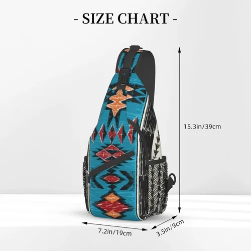 Vista 2 de QISENTIS Mochila cruzada casual para el hombro, gimnasio, deportes, viajes, senderismo, mochila pequeña para mujeres y hombres, Patrón geométrico