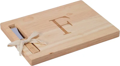 Vista 14 de Miicol Tabla de madera para charcutería, tabla de queso con monograma de 10 pulgadas, tabla de cortar inicial personalizada con esparcidor, regalo