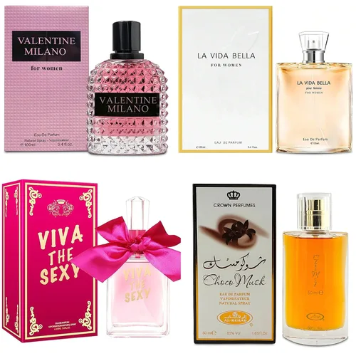 Vista 19 de AFLUXE Top Sales 4 Pieza Set de Perfume para Mujer Combo Eau de Parfum Spray Natural, Fragancia Duradera para Mujeres Kiara Mango Punch & Sarah Pink