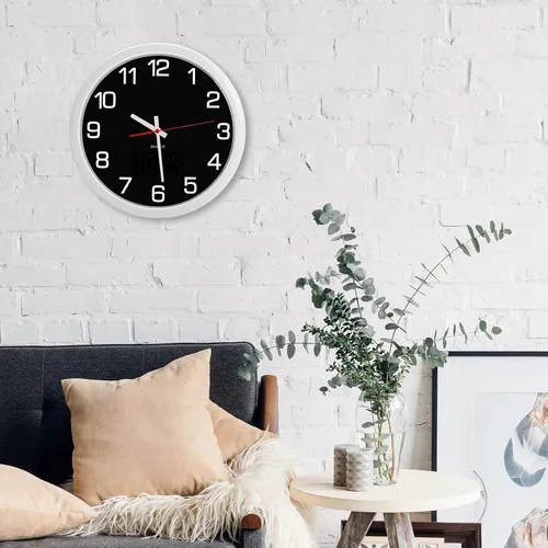 Vista 25 de Reloj de pared analógico de 12 pulgadas, silencioso, sin tictac, reloj de pared grande de cuarzo con LED nocturno, reloj de pared decorativo a
