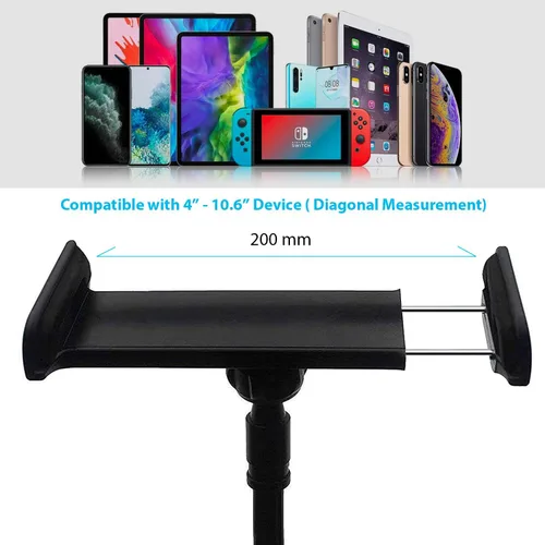 Vista 2 de Zuslab Soporte para teléfono celular para tableta, ajustable, universal, cuello de cisne, soporte perezoso, soporte de soporte, brazo flexible, Negro