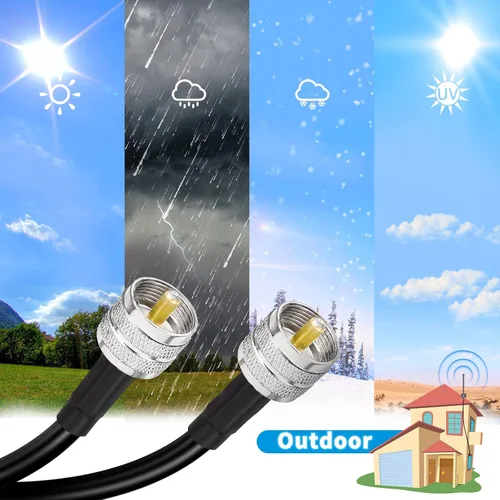 Vista 7 de Superbat Cable de puente RG8X PL259 a PL259 (2 puentes PL-259 de 1 pie) para cable de antena CB, extensión de cable duplexor, sintonizador, carga
