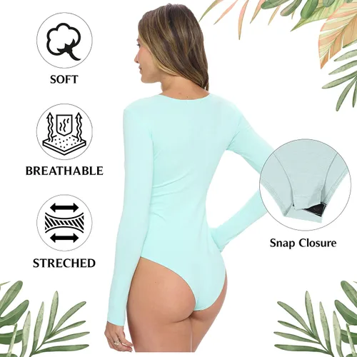 Vista 3 de BaHoki Essentials Body de manga larga - Cómodo y ligero - Gran pieza elástica y en capas