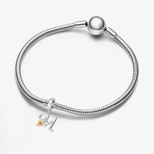 Vista 4 de Dijes de letras para pulseras con diseño de girasol dorado, inicial, alfabeto, mayúscula, cuentas, para cumpleaños