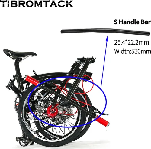 Vista 2 de Manillar de titanio tipo S plano para bicicleta Brompton 1.000 in ultraligero 530 ancho (dorado, 530)
