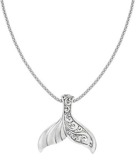 Vista 3 de Ross-Simons Collar con colgante de cola de ballena estilo Bali de plata de ley. 18 pulgadas, Plata esterlina