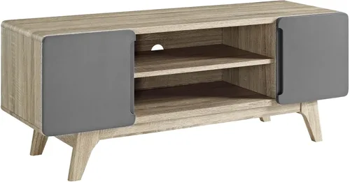 Vista 3 de Modway Tread Mid-Century - Mueble moderno para TV de 47 pulgadas, color gris natural