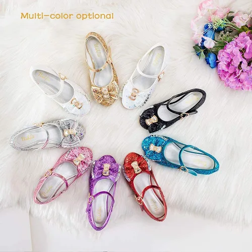 Vista 6 de Walofou Zapatos de vestir para niñas de flores, zapatos de tacón para fiesta de boda, zapatos planos de princesa Mary Jane para niños pequeños