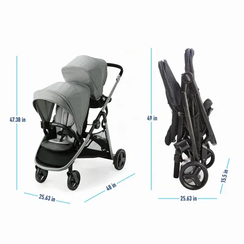 Vista 7 de Graco Ready2Grow LX 2.0 - Cochecito doble con opciones de asiento de banco y plataforma de pie, Clark