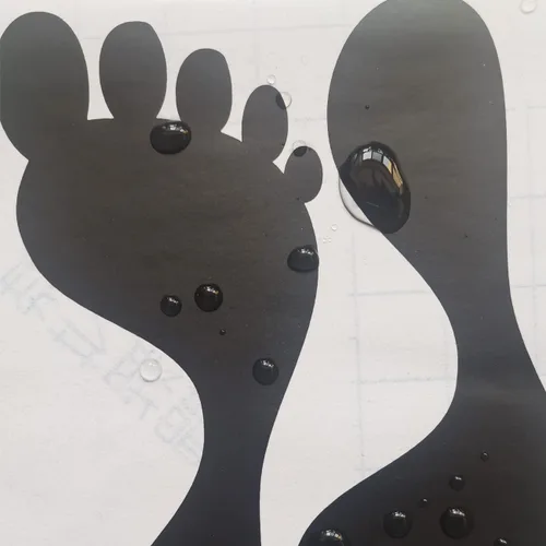 Vista 5 de 12 pares de 24 calcomanías negras para piso, 7 pulgadas Impermeable y autoadhesivo; decoración de fiestas, espacio de colas, orientación