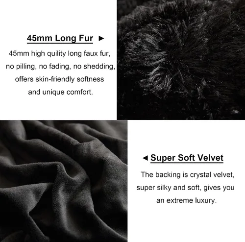 Vista 8 de LIFEREVO Paquete de 2 fundas de almohada de piel sintética, serie de lujo decorativa para el hogar de felpa peluda, funda de almohada peluda súper