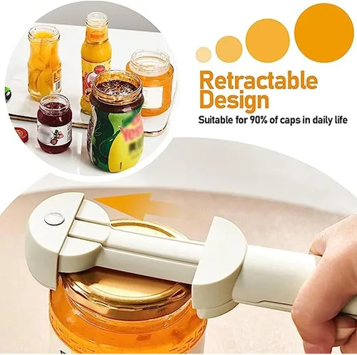 Vista 3 de Haofy Tornillo ajustable de acero inoxidable 3 en 1 multifuncional retráctil para abrebotellas, abridor de botellas, herramienta auxiliar de Beige
