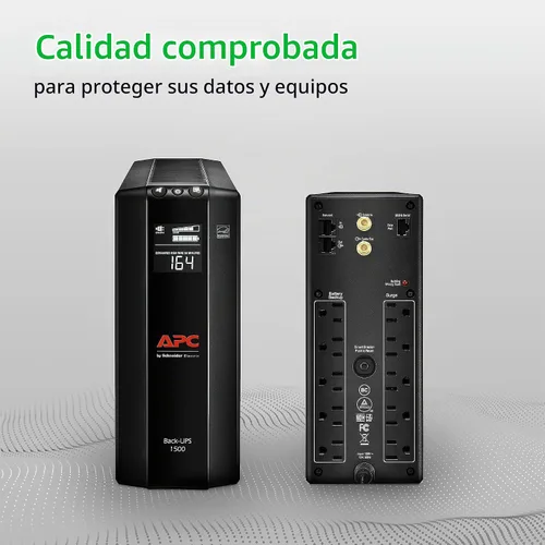 Vista 9 de APC UPS 1500VA/900W batería de reserva para PC, electrónica de oficina, BX1500M Back-UPS Pro UPS for home offices. 10 outlets, LCD, AVR, surge