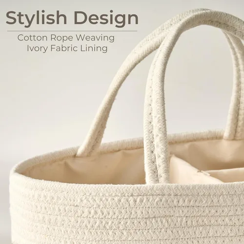 Vista 8 de Diaper Caddy Organizer, Empty Gift Basket with Gift Wrap for Newborn Essentials, Baby Storage Basket, Stylish Gift Bag for Baby Shower, Boys and
