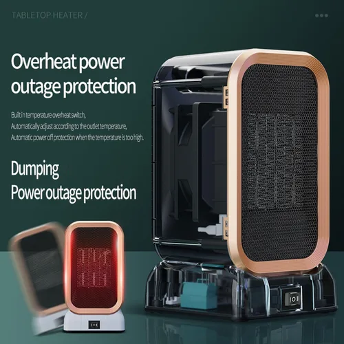 Vista 2 de Calentador de espacio para uso en interiores, 1000 vatios de alto rendimiento y 2 velocidades, calentador eléctrico pequeño para oficina y hogar