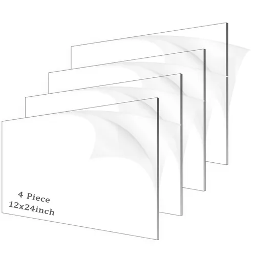 Vista 9 de 4 piezas de láminas acrílicas de 1/8" de grosor (3mm), plexiglás fundido transparente de 18" x 24" con papel protector para letreros, proyectos