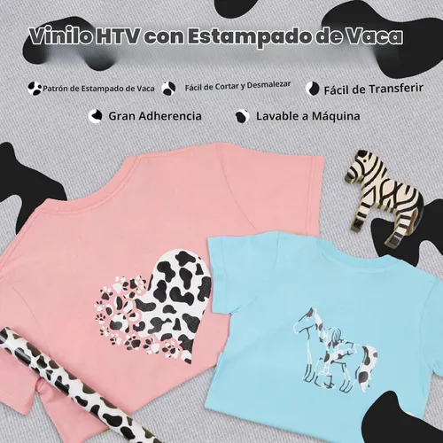 Vista 4 de HTVRONT Vinilo HTV con estampado de vaca, vinilo para planchar con patrón animal de 12 pulgadas x 8 pies Cow Printed Animal Pattern Iron on Vinyl