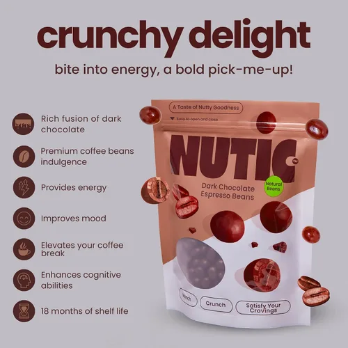 Vista 3 de Granos de café expreso cubiertos de chocolate negro, granos de café tostados gourmet en rico chocolate negro belga para aumentar la energía